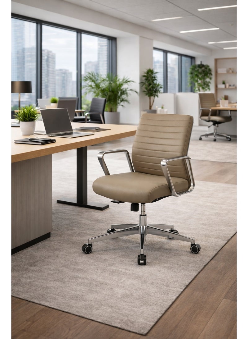 DAMONS Mid-Back Executive Office Chair, Padded Seat & Ribbed Back, Height Adjustable Swivel Task Chair with Chrome Armrests & 5-Star Caster Base - Image 1